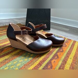 Papillio Dark Brown Leather Wedge Shoes